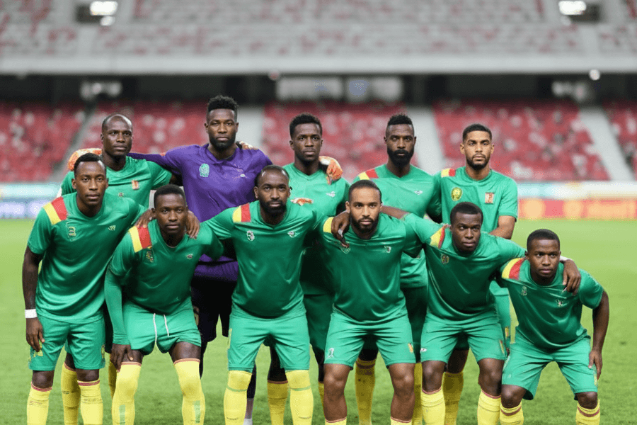 Joueurs du Cameroun semblant déçus après le match.