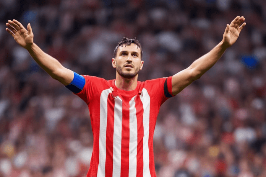 Koke célébrant un but avec l’Atlético de Madrid.