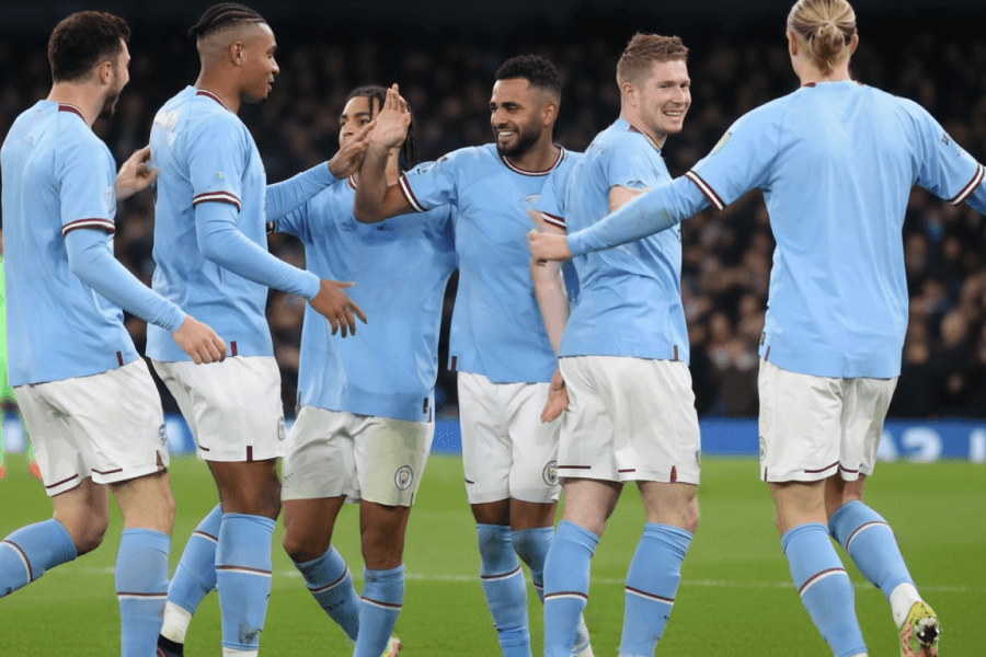 Les joueurs de Manchester City lors d'une séance de récupération.