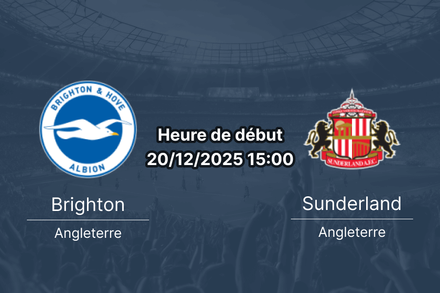 Couverture du pronostic pour le match Brighton vs Sunderland.