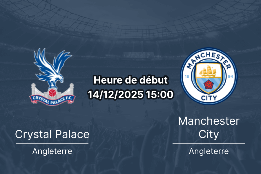 Couverture du pronostic pour Crystal Palace contre Manchester City.