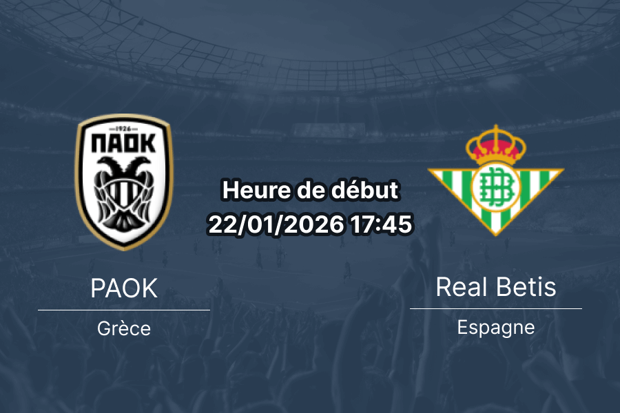 Pronostic PAOK Salonique vs Real Betis Balompié Ligue Europa 22 janvier 2026 - Analyse et cotes 1xBet pour le match au Stade Toumba