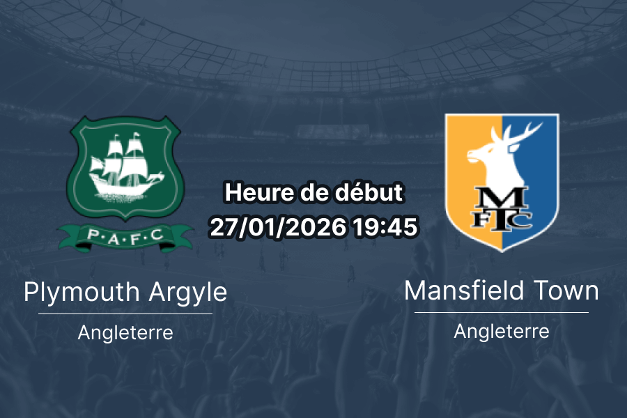 Pronostic Plymouth Argyle vs Mansfield Town League One 27 janvier 2026 cotes analyse 1xbet prédiction match Home Park Devon Pilgrims Stags