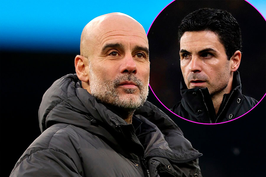 Pep Guardiola et Mikel Arteta, entraîneurs de Manchester City et Arsenal, en pleine course au titre de Premier League 2025-2026