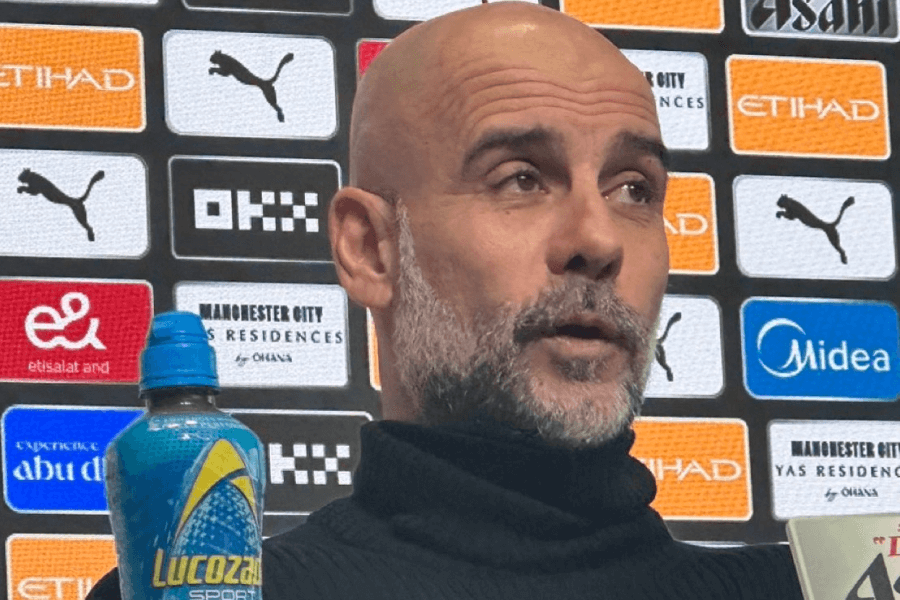 Pep Guardiola conférence presse Manchester City défend Erling Haaland meilleur attaquant monde gestes