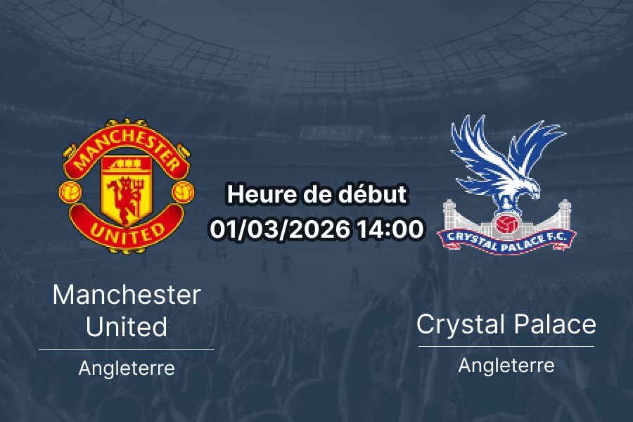Pronostic Manchester United vs Crystal Palace - Premier League 28e journée 1er mars 2026 - Analyse et cotes 1xBet