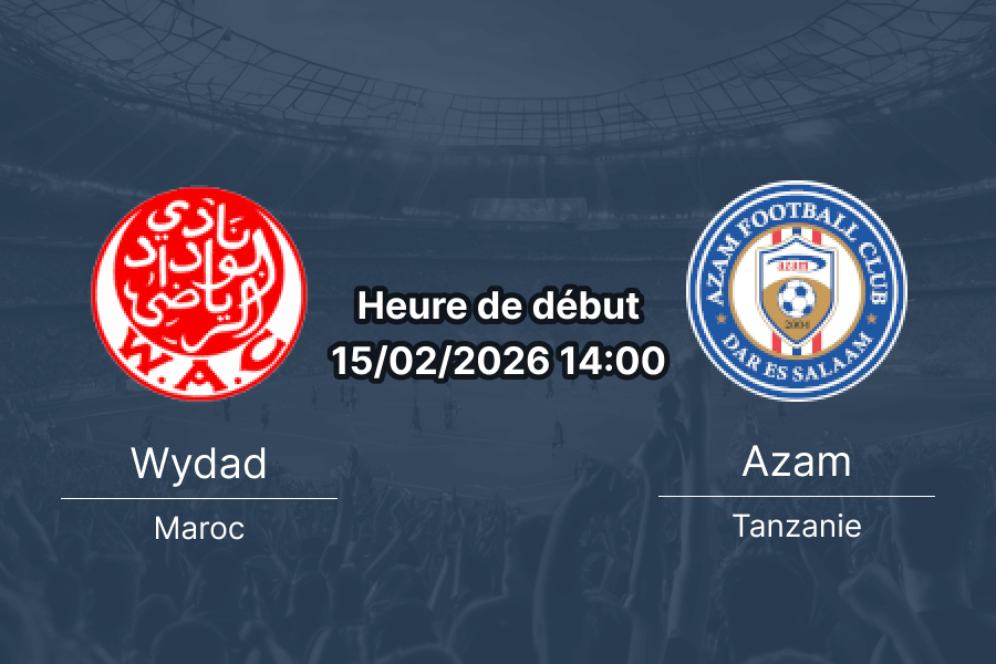 Pronostic Wydad Athletic Club vs Azam FC CAF Confederation Cup 15 février 2026 Stade Mohammed V Casablanca 1xBet Burkina Faso