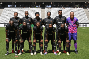 Klegnime Koné célèbre son doublé contre Stellenbosch à Brazzaville stade Massamba-Débat