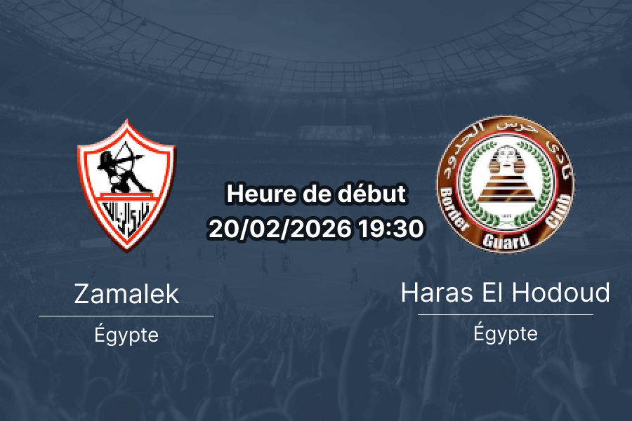 Pronostic Zamalek SC vs Haras El Hodoud Egypt Premier League 17e journée 20 février 2026 Cairo International Stadium analyse et cotes paris sportifs Afrique francophone