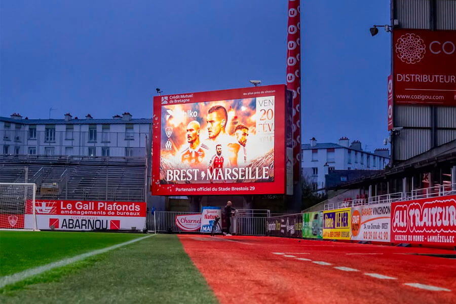 Stade Francis-Le-Blé avant le match Brest-Marseille lors de la 23e journée de Ligue 1, le 20 février 2026