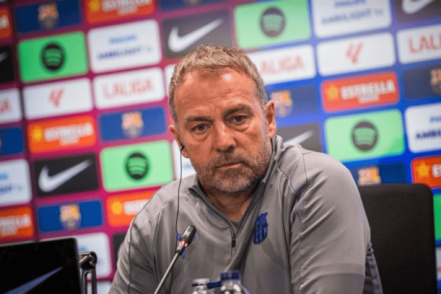 Hansi Flick en conférence de presse avant Athletic Bilbao mars 2026