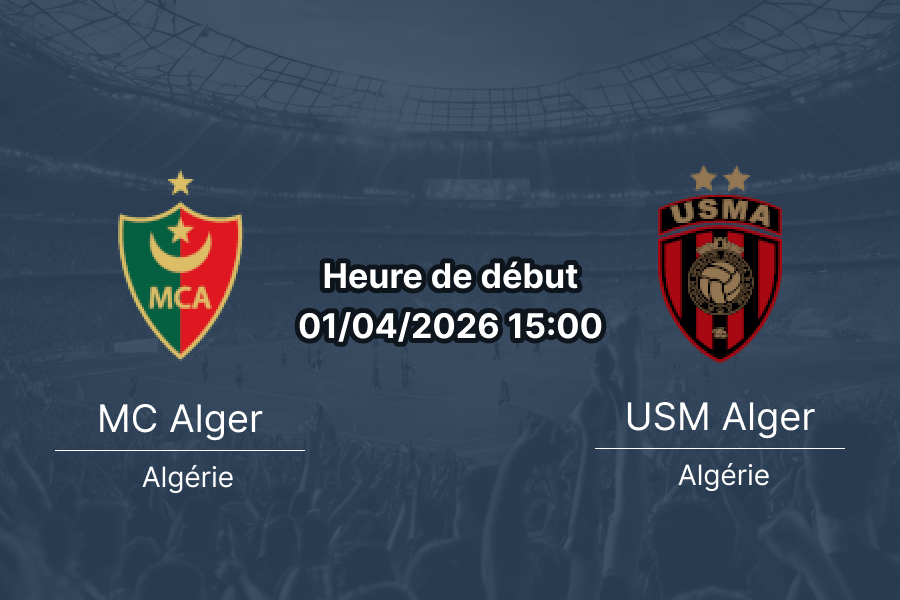 Pronostic MC Alger vs USM Alger derby huis clos Ligue 1 Algérie 1 avril 2026 paris sportifs 1xBet Burkina Faso