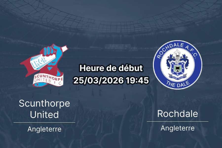 Pronostic Scunthorpe United Rochdale National League 40e journée 25 mars 2026 Glanford Park Sands Venue Stadium leader play-offs paris 1xBet APK Burkina Ousmane Zida