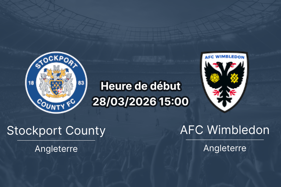 Pronostic Stockport County vs AFC Wimbledon League One journée 40 samedi 28 mars 2026 Edgeley Park analyse cotes 1xBet Burkina Faso