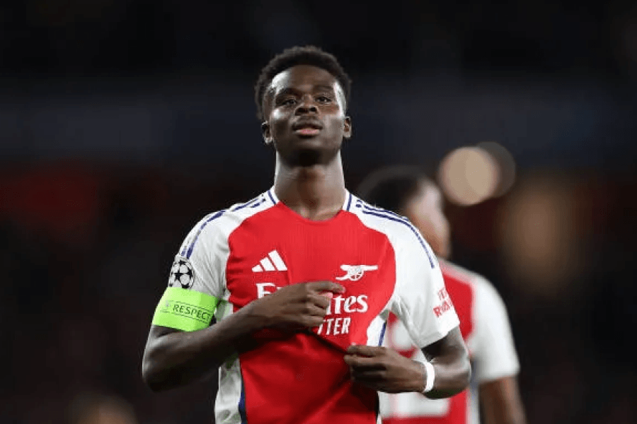 Bukayo Saka Arsenal blessure absence Premier League avril 2026