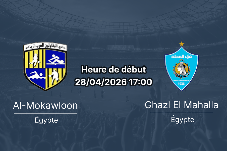 Pronostic Al-Mokawloon Al Arab vs Ghazl El Mahalla FC – Egyptian Premier League Relegation Group 28 avril 2026 – Arab Contractors Stadium Osman Ahmed Osman Le Caire 35000 places – Analyse, cotes et paris sur 1xbetapkburkina.com