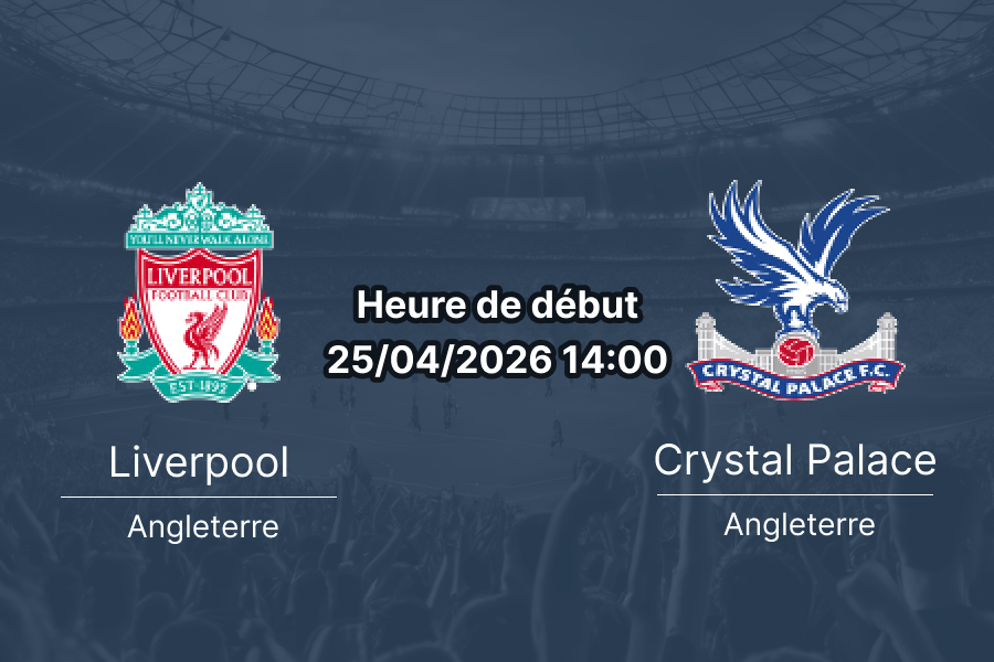 Pronostic Liverpool vs Crystal Palace Premier League journée 34 – analyse et cotes du 25 avril 2026 à Anfield