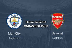 Pronostic Manchester City vs Arsenal Premier League 19 avril 2026 choc pour le titre Etihad Stadium 1xBet APK Burkina Faso