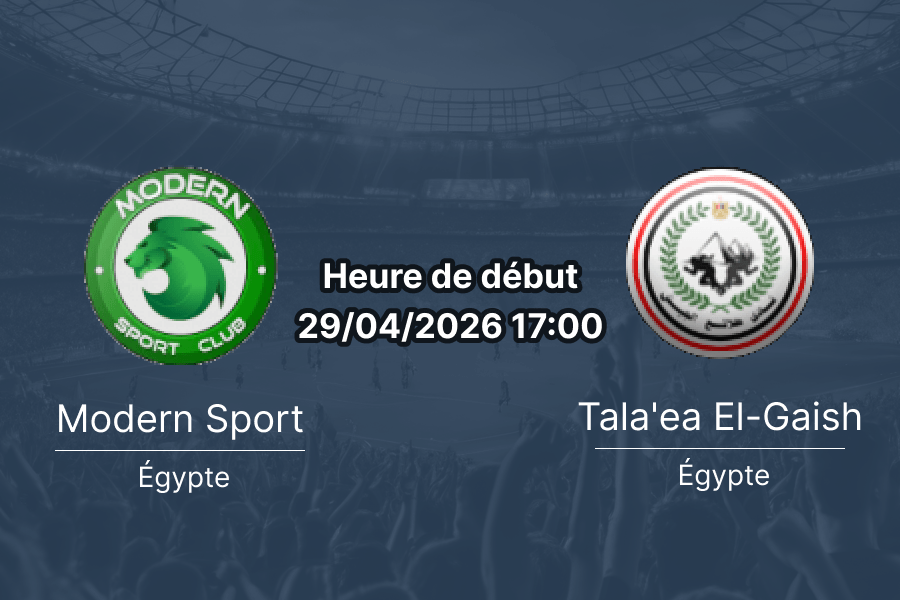 Pronostic Modern Sport FC vs Tala'ea El-Gaish – Egyptian Premier League 2025-2026 Relegation Group journée 7, 29 avril 2026, Cairo International Stadium, Le Caire — analyse et paris par Ousmane Zida sur 1xbetapkburkina.com