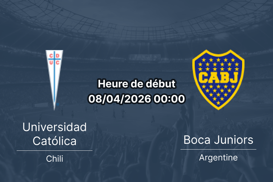 Pronostic Universidad Católica vs Boca Juniors - Copa Libertadores 2026 Groupe D - 8 avril 2026 - Estadio Claro Arena Santiago Chili - Analyse effectifs blessés cotes et paris