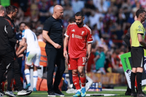 Mohamed Salah célébrant un but sous le maillot rouge de Liverpool en 2026
