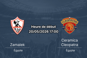 Pronostic Zamalek Ceramica Cleopatra – Cairo International Stadium, Egyptian Premier League Championship Group 20 mai 2026