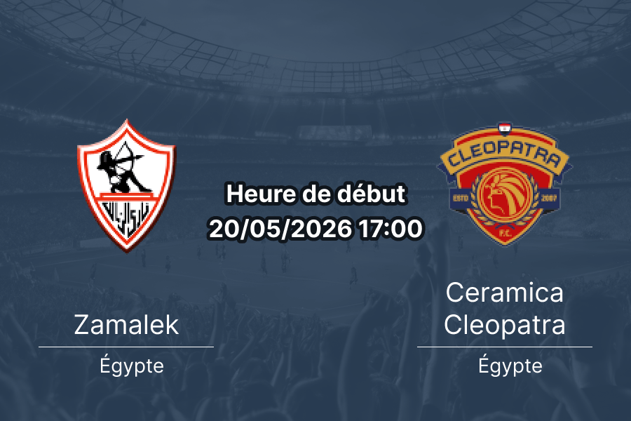 Pronostic Zamalek Ceramica Cleopatra – Cairo International Stadium, Egyptian Premier League Championship Group 20 mai 2026