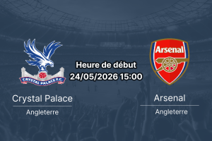 Pronostic Crystal Palace Arsenal – Selhurst Park, Premier League 38e journée 24 mai 2026