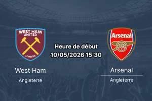Pronostic West Ham Arsenal – London Stadium, Premier League journée 36, 10 mai 2026