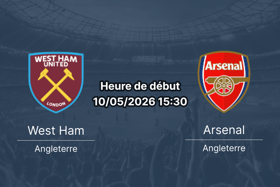 Pronostic West Ham Arsenal – London Stadium, Premier League journée 36, 10 mai 2026