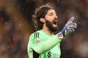 Alisson Becker en conférence de presse avant Brésil Maroc Coupe du Monde 2026 au MetLife Stadium, East Rutherford — Groupe C FIFA