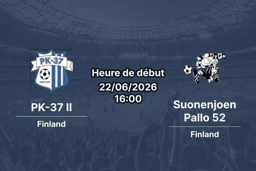 Pronostic Pallo-Kerho 37 II Suonenjoen Pallo 52 – Kangaslammin Iisalmi, Vitonen Finlande, 22 juin 2026