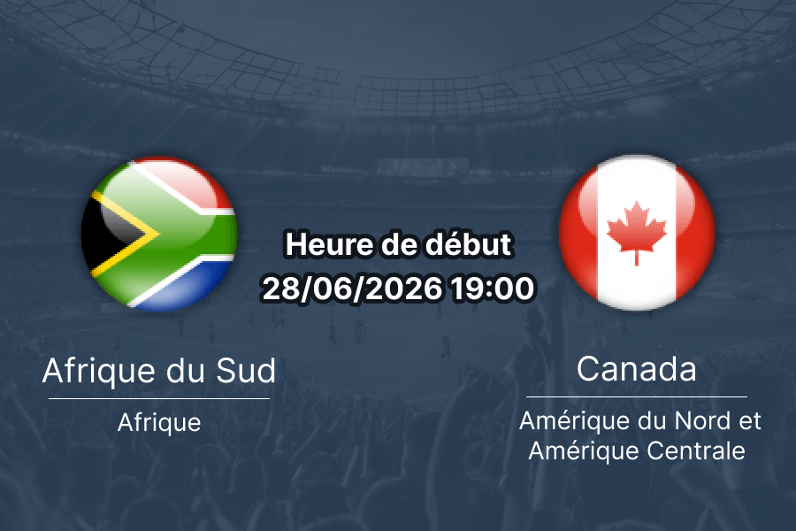 Pronostic Afrique du Sud Canada – SoFi Stadium Inglewood, 1/16 de finale Coupe du Monde 2026, 28 juin