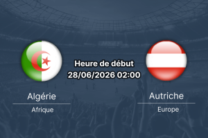 Pronostic Algérie Autriche – Arrowhead Stadium Kansas City, Groupe J Coupe du Monde 28 juin 2026
