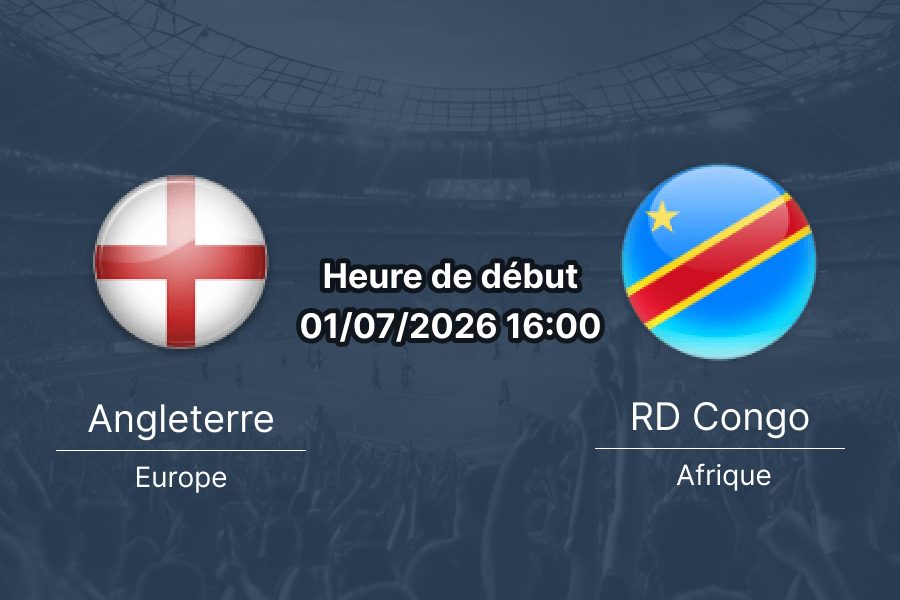 Pronostic Angleterre RD Congo – Mercedes-Benz Stadium Atlanta, 1/32e de finale Coupe du Monde 2026, 1er juillet