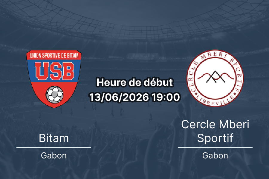 Pronostic Bitam Cercle Mberi Sportif – Stade Gaston Peyrille, Championnat National D1 Gabon, 14 juin 2026