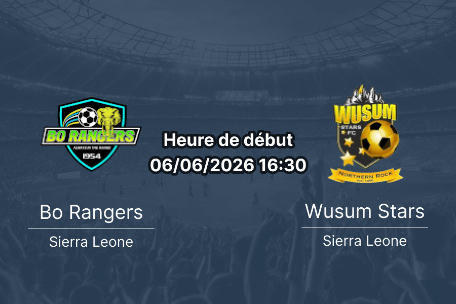 Pronostic Bo Rangers Wusum Stars – Southern Arena de Bo, Leone Rock Premier League journée 30, 6 juin 2026