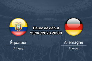Pronostic Équateur Allemagne – MetLife Stadium East Rutherford, Coupe du Monde 2026 Groupe E 25 juin