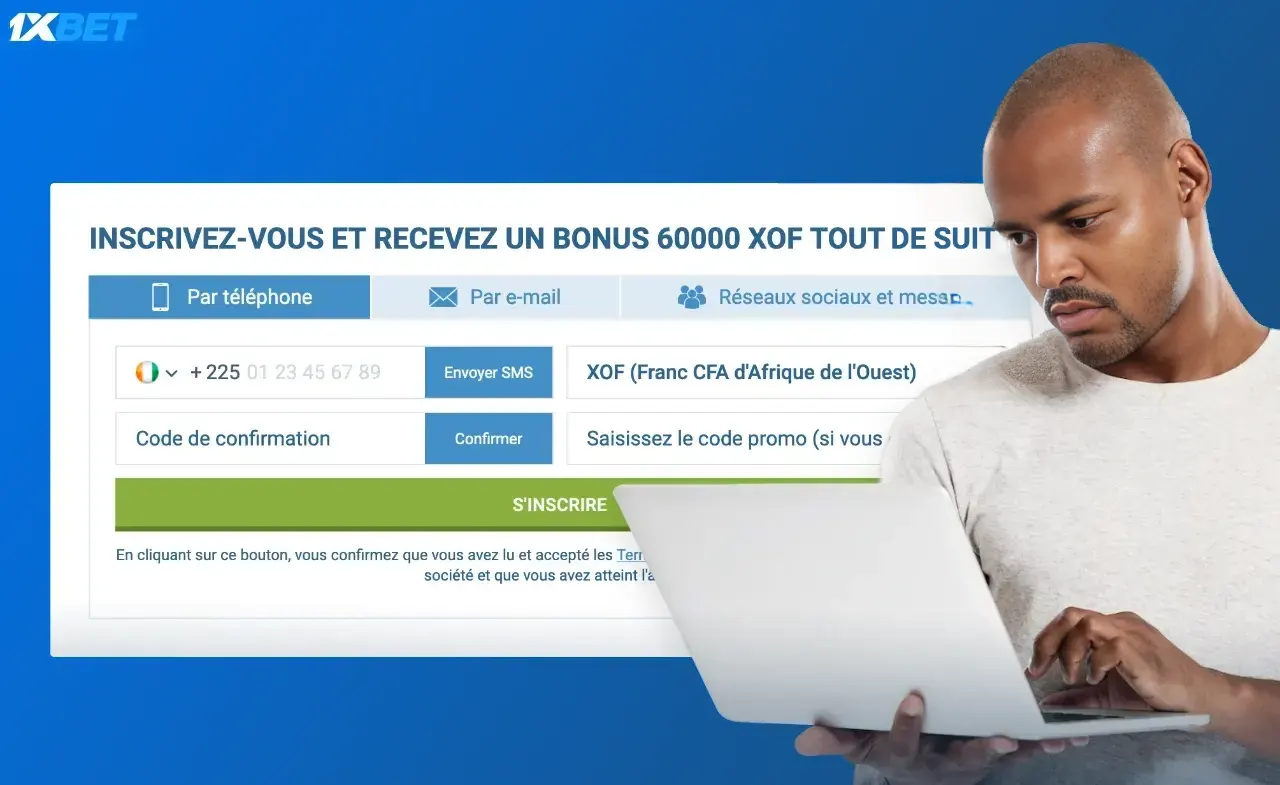 Inscription sur 1xBet au Burkina Faso depuis l'application mobile
