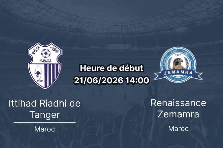 Pronostic IR Tanger Renaissance Zemamra – Grand Stade de Tanger, Botola Pro D1 Inwi Journée 26 du 21 juin 2026