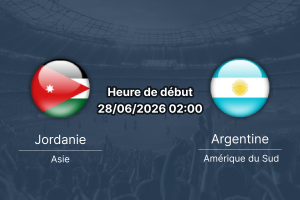 Pronostic Jordanie Argentine – AT&T Stadium Arlington, Coupe du Monde FIFA 2026, 28 juin 2026