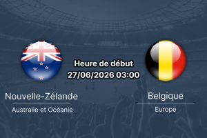 Pronostic Nouvelle-Zélande Belgique – BC Place de Vancouver, Groupe G Coupe du Monde FIFA 2026, 27 juin 2026