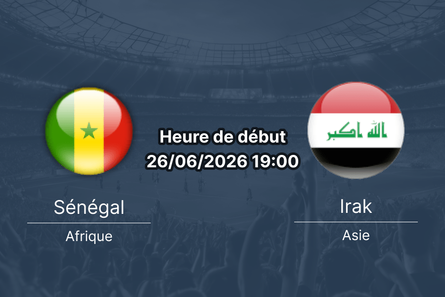 Pronostic Sénégal Irak – BMO Field de Toronto, Groupe I Coupe du Monde FIFA 2026, vendredi 26 juin