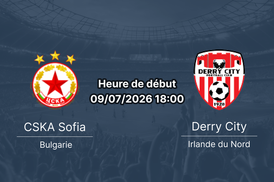 Pronostic CSKA Sofia Derry City – stade Vasil Levski Sofia, 1er tour qualifications Ligue Europa 9 juillet 2026