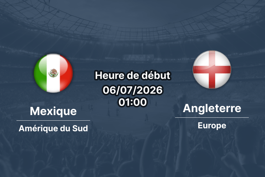 Pronostic Mexique Angleterre – Estadio Azteca Mexico, 8e de finale Coupe du Monde 2026, 7 juillet 2026