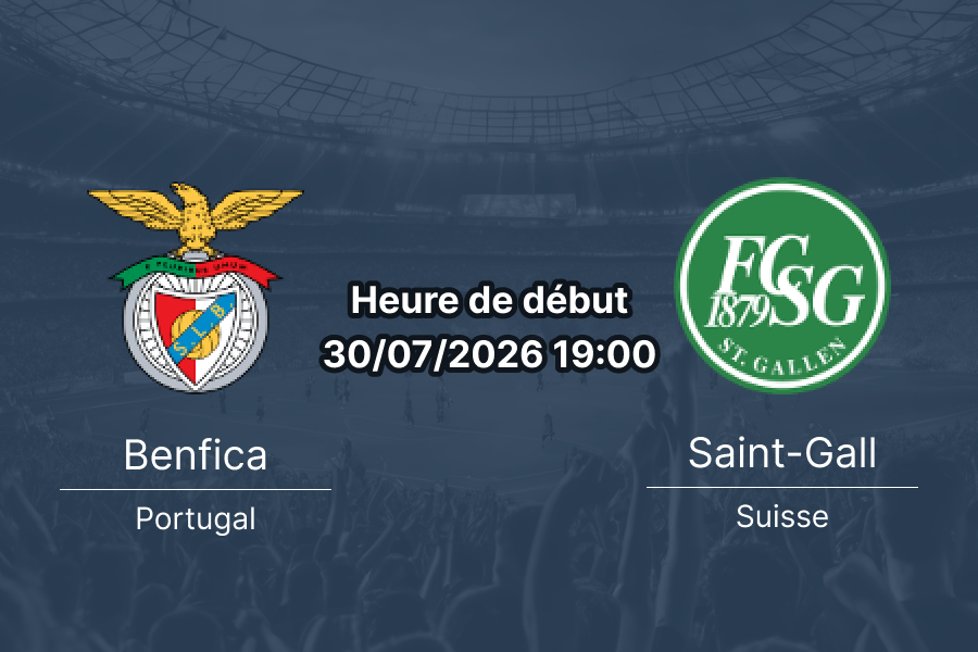 Pronostic Benfica Saint-Gall – Estadio da Luz Lisbonne, UEFA Europa League qualification 2026, 30 juillet 2026