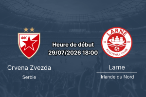 Pronostic Crvena Zvezda Larne – Stade Rajko Mitić Belgrade, UCL Qualifications 2026, 29 juillet 2026