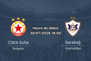Pronostic CSKA Sofia Qarabağ – Stade Vasil Levski Sofia, UEFA Europa League qualification 2026, 30 juillet 2026