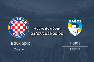 Pronostic Hajduk Split Pafos – Stadion Poljud Split, 2e tour préliminaire UEFA Europa League 23 juillet 2026
