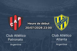 Pronostic Patronato Atlanta – Estadio Presbítero Bartolomé Grella, Primera B Nacional Argentine, 20 juillet 2026